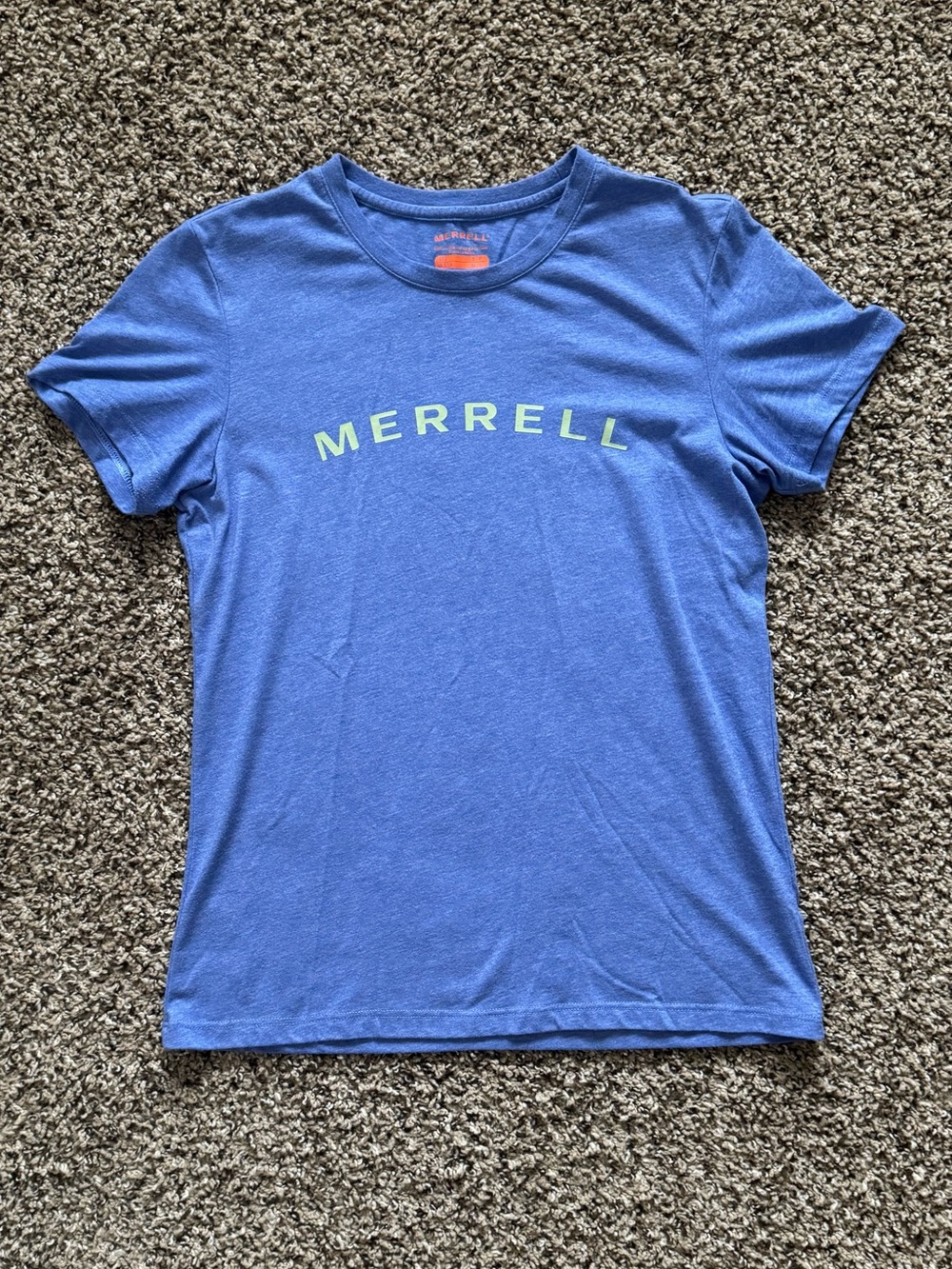 Merrell Women's Blue Logo Crew Tee with Lime Accent